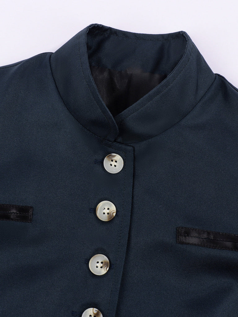 Marineblaue 50er Jacke mit Knopfleiste