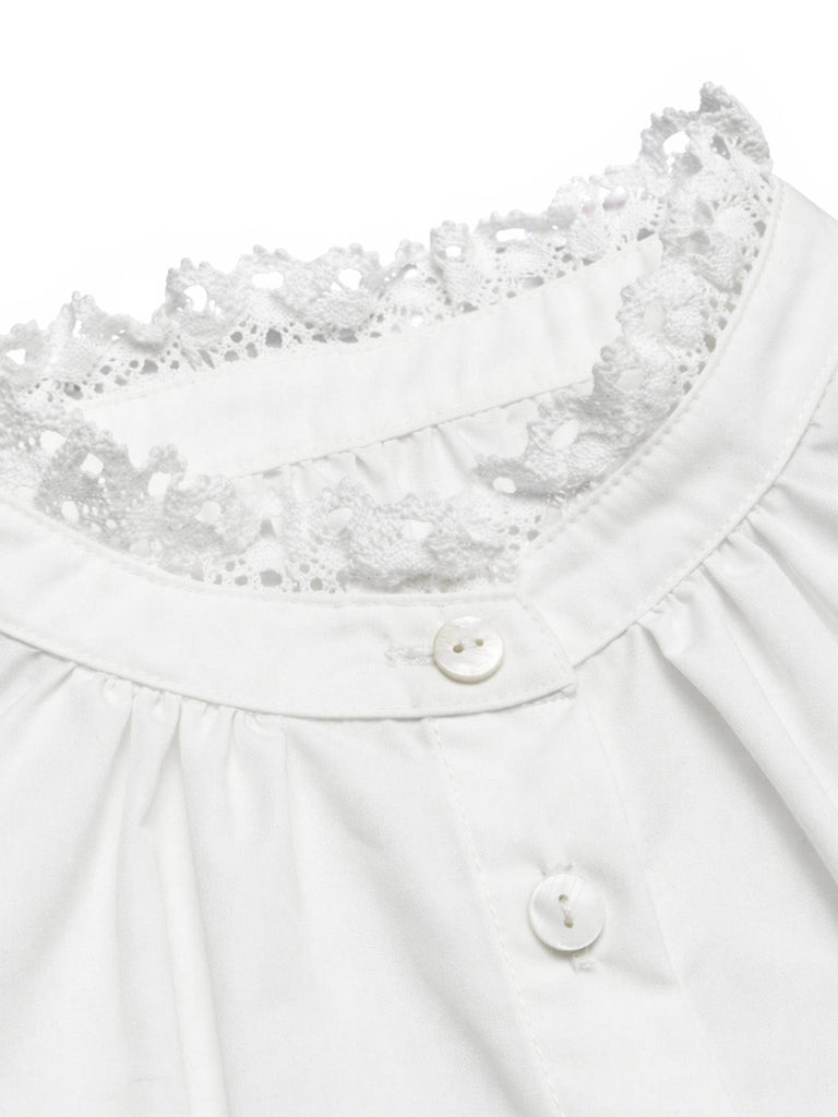 Weißes & Grünes 50er Kleid mit Karo und Spitze
