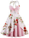 [Übergröße] 50er Swingkleid mit Neckholder und Blumen