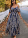 [Übergröße] Marineblaues 50er Cold-Shoulder Midikleid mit Taillenbinde