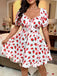 [Übergröße] 50er Kleid mit Puffärmel und Erdbeere