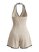 Beige 60er Romper mit Neckholder und offenem Rücken