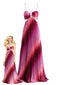 Pfirsichrosa 80er Boho-Plisseekleid mit Ombré-Effekt und Cut-out