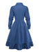 Blaues 50er Jeans-Shirtkleid mit Reverskragen und Knopf