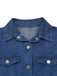 Blaues 50er Jeans-Shirtkleid mit Reverskragen und Knopf