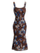 30er Netz-Bodycon-Kleid mit Eckiger Ausschnitt und Blumen