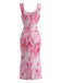 30er Netz-Bodycon-Kleid mit Eckiger Ausschnitt und Blumen