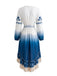 Blaues 70er Boho Kleid mit Blumen und Ombre