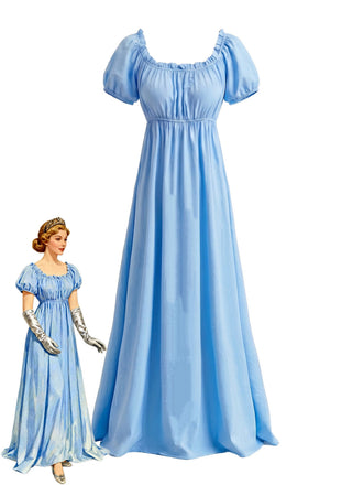 30er Maxikleid mit Puffärmel und Empire-Taille