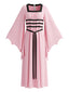 Rosa 80er Gothic-Kleid mit Karree-Ausschnitt und Fledermausärmeln