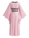 Rosa 80er Gothic-Kleid mit Karree-Ausschnitt und Fledermausärmeln