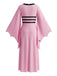 Rosa 80er Gothic-Kleid mit Karree-Ausschnitt und Fledermausärmeln