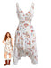Weißes 60er Kleid mit Streublumen und V-Ausschnitt