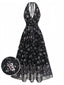 Schwarzes 70er Midikleid mit Blumenmuster und Neckholder