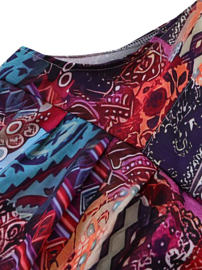 70er Boho Jumpsuit mit Ethno-Blumenprint
