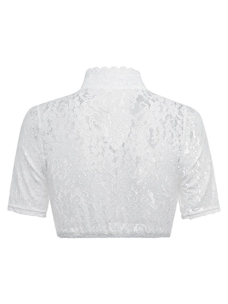 Weißes 50er Top mit Blumen und Spitze