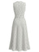 30er Ärmelloses Raffkleid mit Polka-Dots und Rundhals