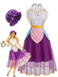 Lila 50er Cosplay-Kleid mit Herzdesign und Mesh-Detail