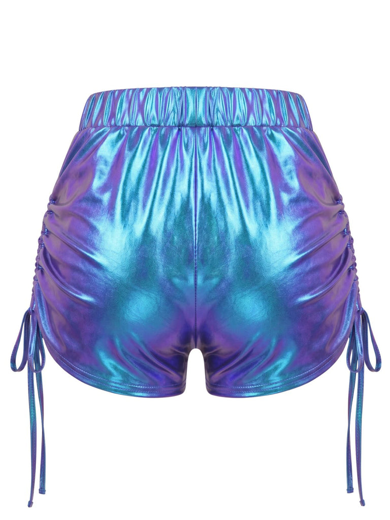 Holografische 60er kurze Hose mit Kordelzug
