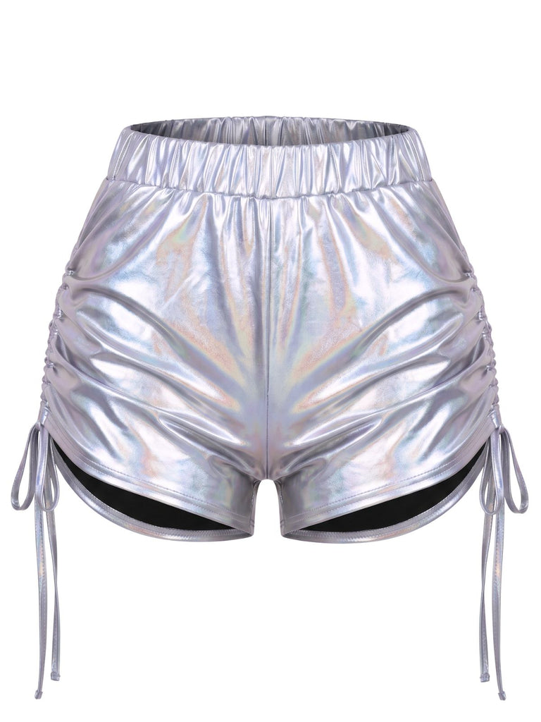 Holografische 60er kurze Hose mit Kordelzug
