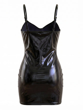 60er Minikleid mit Spaghettiträger und Metallic