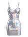 60er Minikleid mit Spaghettiträger und Metallic