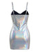 60er Minikleid mit Spaghettiträger und Metallic