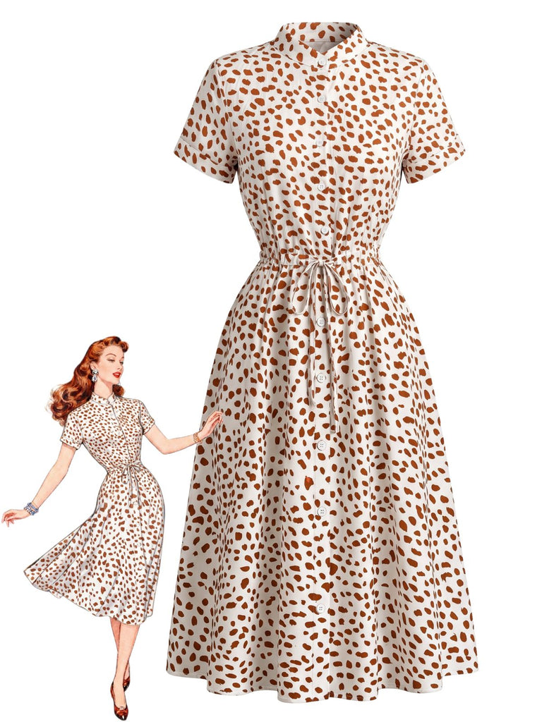 40er Baumwoll-Shirtkleid mit Taillenbinde