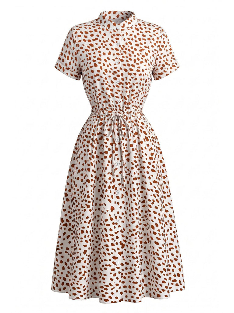 40er Baumwoll-Shirtkleid mit Taillenbinde