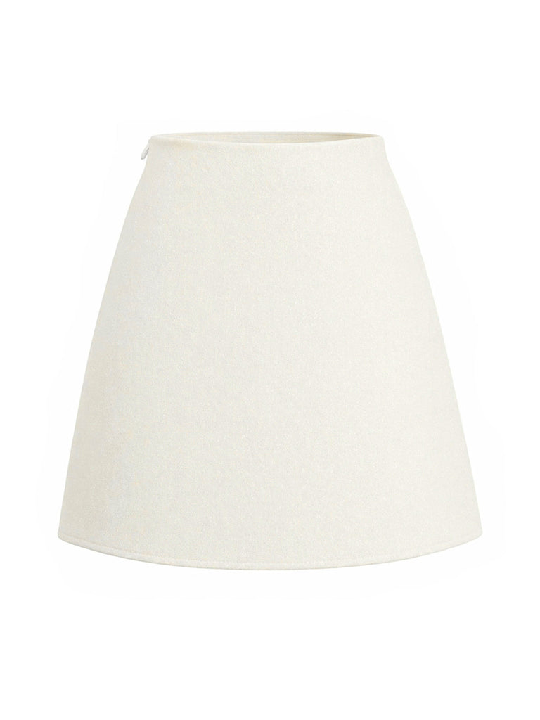 Beige 70er Minirock in A-Linie