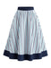 Blaues 50er Set mit Bluse und Streifenrock