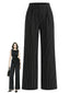 [Vorverkauf] Schwarze 30er Strickhose mit Nadelstreifen und hoher Taille