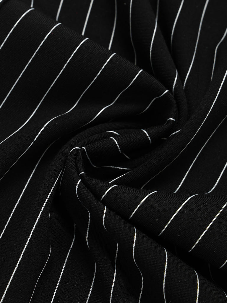 Schwarze 30er Strickhose mit weitem Bein