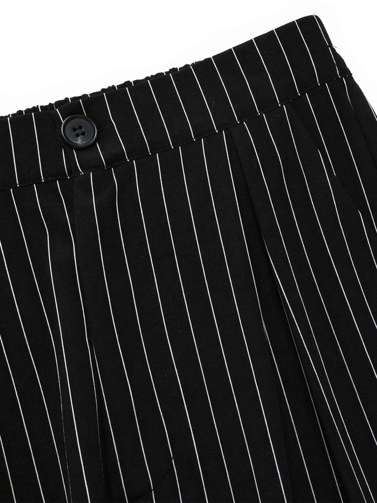 Schwarze 30er Strickhose mit weitem Bein