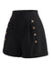 Schwarze 50er kurze Hose mit hoher Taille
