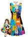 Mehrfarbiges 60er Kleid mit Peter-Pan-Kragen und A-Linie