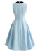 Hellblaues 50er Kleid mit Schleifenkragen und Taschen