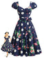 [Vorverkauf] 50er Swingkleid mit Polka-Dots und Blumen-Flamingo-Print