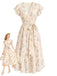 Creme-Gelbes 50er Wickelkleid mit Streublumen