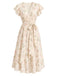 Creme-Gelbes 50er Wickelkleid mit Streublumen