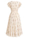 Creme-Gelbes 50er Wickelkleid mit Streublumen