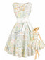[Vorverkauf] 50er Rockabilly-Kleid mit Aquarell-Blumenprint und Schleife