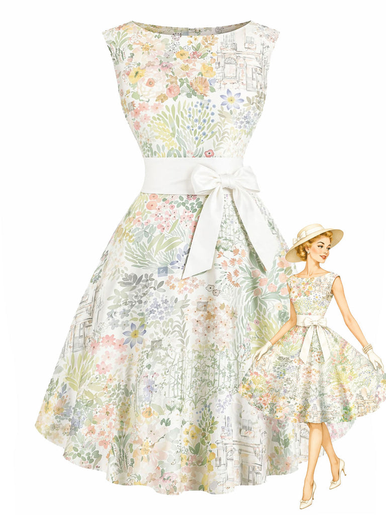 50er Rockabilly Kleid mit Aquarellblumen