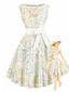 [Vorverkauf] 50er Rockabilly-Kleid mit Aquarell-Blumenprint und Schleife