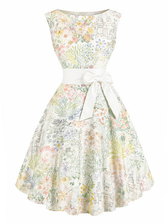 50er Rockabilly Kleid mit Aquarellblumen