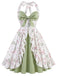 Grünes & Graues 50er Kleid mit Neckholder und Blumen