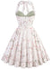 Grünes & Graues 50er Kleid mit Neckholder und Blumen