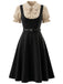 Schwarzes 40er Kleid mit Peter-Pan-Kragen und Polka-Dots