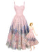 50er Netzkleid mit Ölgemaelde-Blumen