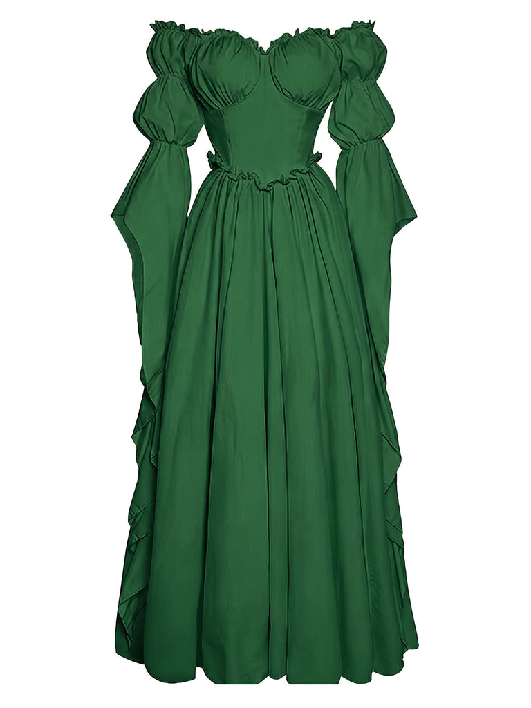 30er schulterfreies Langes Kleid mit Empire-Taille